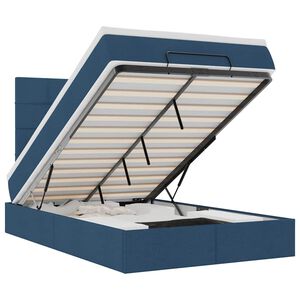 vidaXL Ottoman-Bett mit Matratze & LEDs Blau 120x200 cm Stoff
