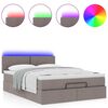 vidaXL Ottomane Bett mit Matratze & LEDs Taupe 140x200 cm Stoff