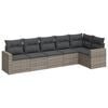 vidaXL 6-tlg. Garten-Sofagarnitur mit Kissen Grau Poly Rattan