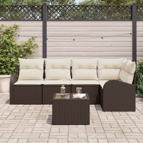 vidaXL Sofa Set mit Kissen Braun Polyester
