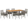 vidaXL Garten Essgruppe 7 pcs Grau Poly-Rattan