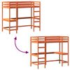 vidaXL Hochbett mit Schreibtisch Wachsbraun 90x200cm Massivholz Kiefer