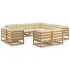 vidaXL 11-tlg. Garten-Lounge-Set mit Kissen Honigbraun Massivholz