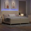 vidaXL LED Boxspringbett mit Matratze Creme 200 x 200 cm Stoff