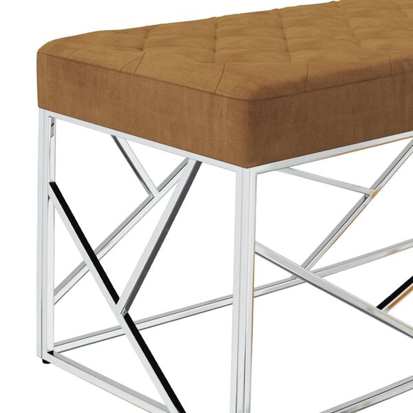 vidaXL Sitzbank 97 cm Braun Samt und Edelstahl