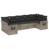 vidaXL 7-tlg. Garten-Sofagarnitur mit Kissen Hellgrau Poly Rattan