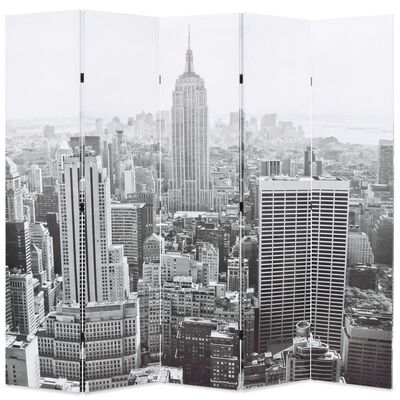 vidaXL Raumteiler klappbar 200 x 170 cm New York bei Tag Schwarz-Weiß