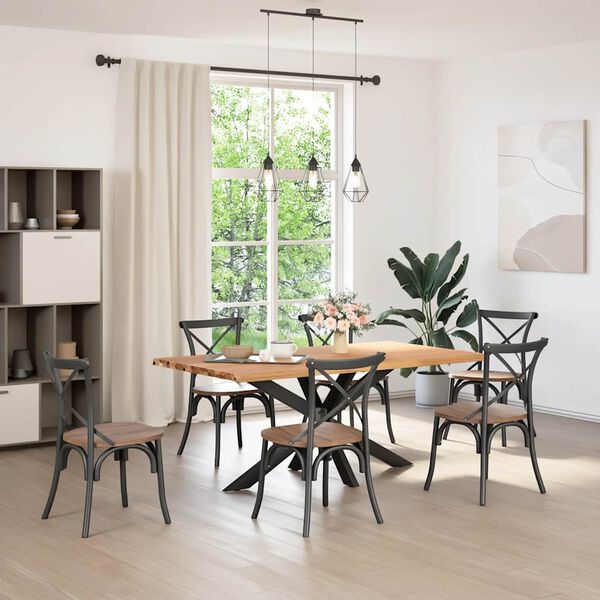 vidaXL Esstisch mit Baumkante 180x100x74 cm Massivholz Eiche Rechteckig