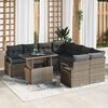 vidaXL Gartensofa-set mit Kissen mit Speicher 9 pcs Grau Poly Rattan