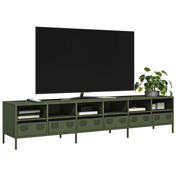 vidaXL TV-Schrank Olivgr&uuml;n 202x39x43,5 cm Kaltgewalzter Stahl