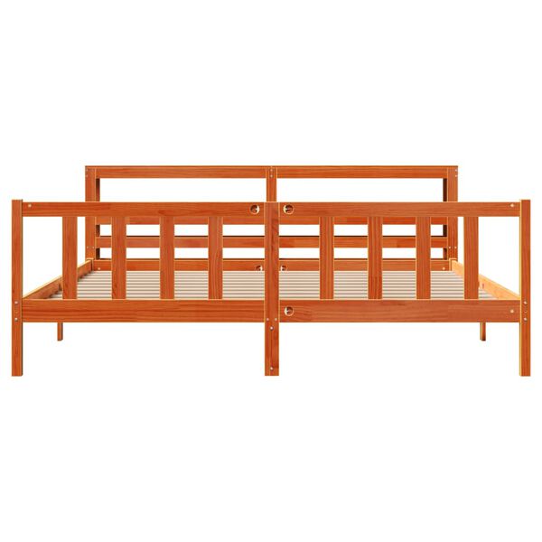 vidaXL Bettgestell mit Kopfteil ohne Matratze Wachsbraun 200x200 cm