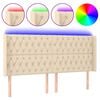 vidaXL LED Kopfteil Creme 183x16x118/128 cm Stoff
