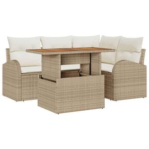vidaXL Garten-Sofa-Set 5 stk. Beige Poly Rattan