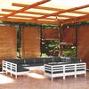 vidaXL 14-tlg. Garten-Lounge-Set mit Kissen Wei&szlig; Kiefernholz