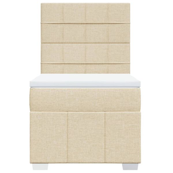 vidaXL Boxspringbett mit Matratze Creme 90x200 cm Stoff