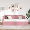 vidaXL Eckbettgestell Rosa 80 cm x 200 cm Polyester und Sperrholz