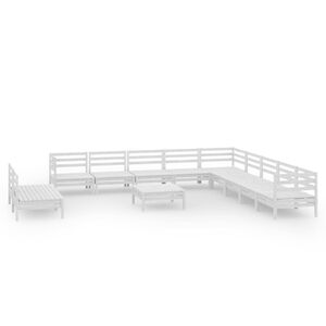 vidaXL 12-tlg. Garten-Lounge-Set Massivholz Kiefer Wei&szlig;