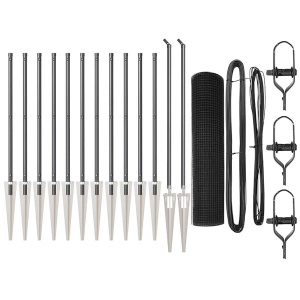 vidaXL Zaunpfosten Grau 25 x 0,5 m (19 x 19 mm Maschenweite) Stahl