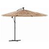 vidaXL Sonnenschirm mit LED und Stahlmast Braun 290x290x238 cm
