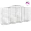 vidaXL Gabionen mit Hochbogen 4 Stk. 300x50x140/160cm Verzinktes Eisen