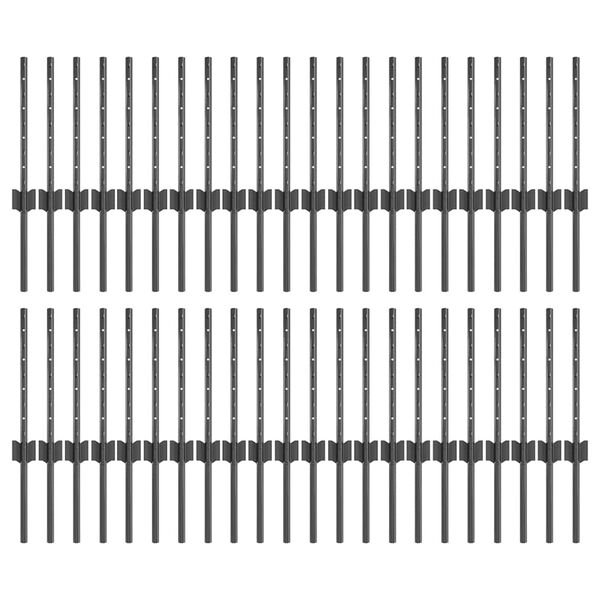 vidaXL Zaunpfosten 44 pcs Grau 80 cm Stahl