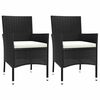 vidaXL Gartenst&uuml;hle mit Kissen 2 Stk. Schwarz Poly Rattan