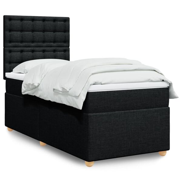 vidaXL Boxspringbett mit Matratze Schwarz 80x200 cm Stoff