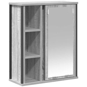 vidaXL Bad-Wandschrank mit Spiegel Grau Sonoma 50x21x60 cm