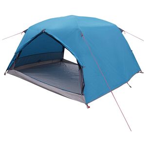 vidaXL Trekkingzelt 4 Personen Blau 185T Polyester mit PU-Beschichtung