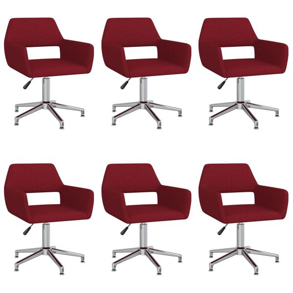 vidaXL Esszimmerst&uuml;hle 6 Stk. Drehbar Weinrot Stoff