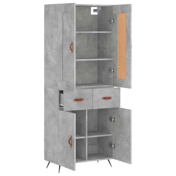 vidaXL Highboard Betongrau 69,5x34x180 cm Holzwerkstoff