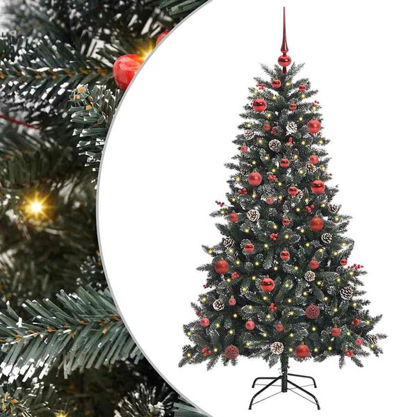 vidaXL K&uuml;nstlicher Weihnachtsbaum Gr&uuml;n 150 cm PVC, Plastik und Stahl