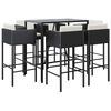 vidaXL 7-tlg. Gartenbar-Set mit Kissen Schwarz Poly Rattan