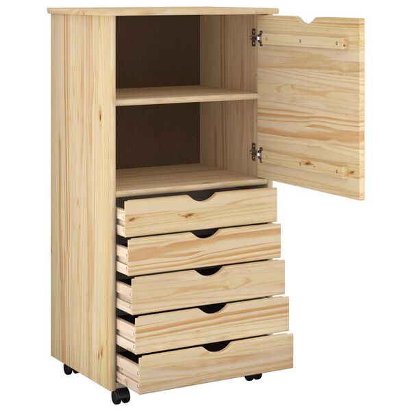 vidaXL Rollschrank Mit Rad Braun 53 x 39 x 103 cm Massivholz Kiefer