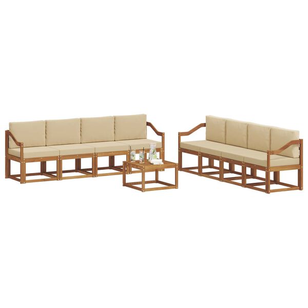 vidaXL Outdoor-Sofagarnitur 9 pcs Natur und Beige Massivholz Akazie
