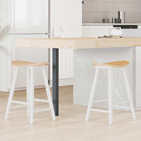 vidaXL Esszimmerst&uuml;hle 2 pcs Wei&szlig; 46 x 37 x 63 cm Massives Gummiholz