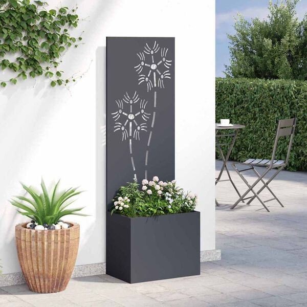 vidaXL Garten Sichtschutz-Leinwand Floral Anthrazit 50 x 140 cm