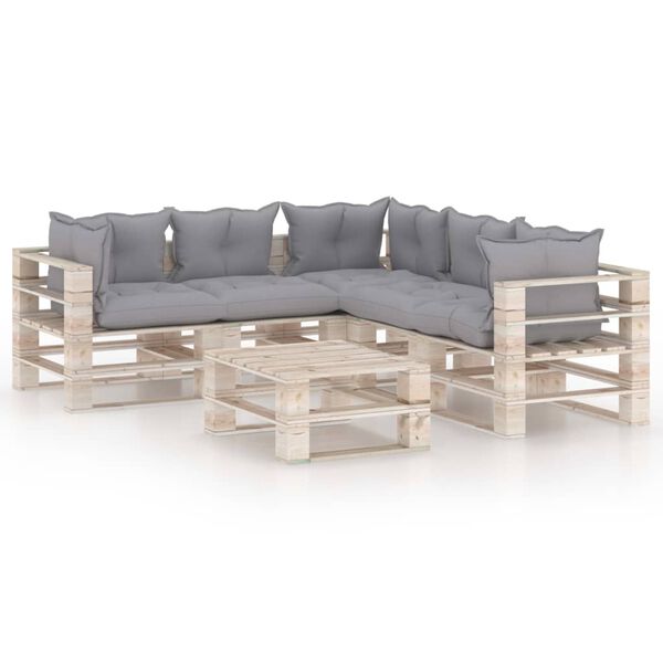 vidaXL 6-tlg. Garten-Lounge-Set aus Paletten mit Kissen Kiefernholz