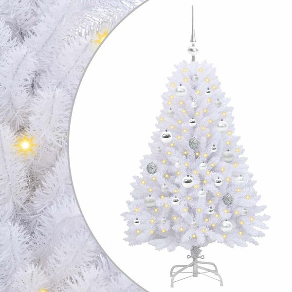 vidaXL K&uuml;nstlicher klappbarer Weihnachtsbaum Wei&szlig; 120 cm PVC und Stahl
