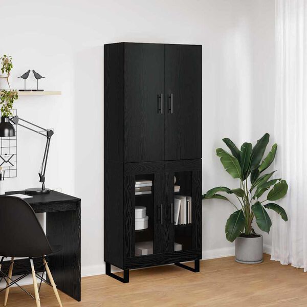vidaXL Highboard 2 pcs Schwarz Eichen-Optik 69,5 x 34 x 180 cm