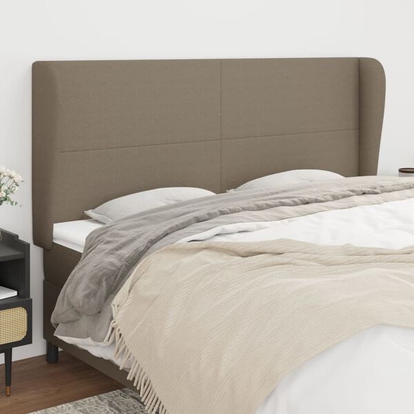 vidaXL Kopfteil mit Ohren Taupe 183x23x118/128 cm Stoff