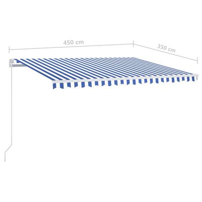 vidaXL Markise Manuell Einziehbar mit LED 450x350 cm Blau und Weiß