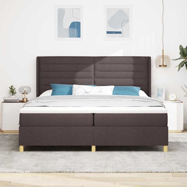 vidaXL Boxspringbett mit Matratze mit LED Braun 140 x 200 cm Stoff