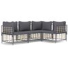 vidaXL 4-tlg. Garten-Lounge-Set mit Kissen Anthrazit Poly Rattan