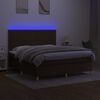 vidaXL Boxspringbett mit Matratze & LED Dunkelbraun 180x200 cm Stoff