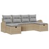 vidaXL Sofa Set mit Kissen 6 pcs Beige und Hellgrau Poly-Rattan