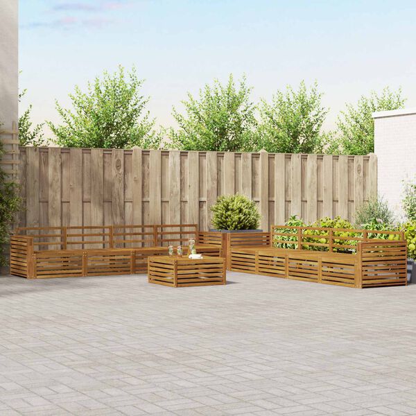 vidaXL Outdoor-Sofagarnitur 9 pcs Natur