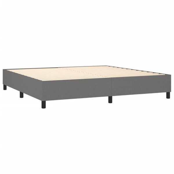 vidaXL Boxspringbett mit Matratze Dunkelgrau 200x200 cm Stoff