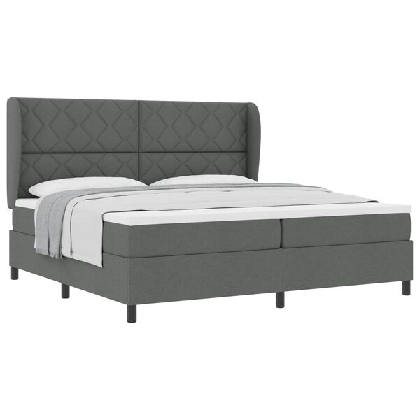 vidaXL Boxspringbett mit Matratze Dunkelgrau 200 x 200 cm Stoff