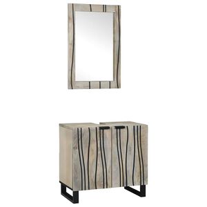 vidaXL Badezimmerschrank-Set 2 Stk. Wei&szlig; Massivholz Mango